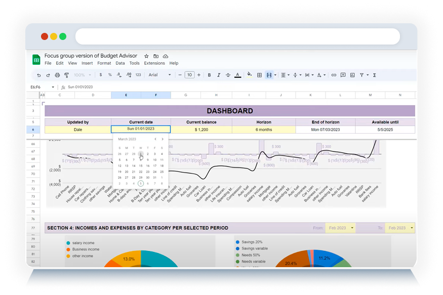 Budget Advisor Screen
